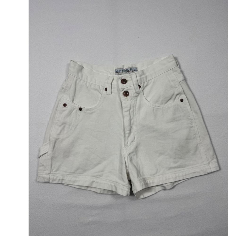 Vintage Montana Blues High Waisted Carpenter Denim Shorts Womens 5 White‎